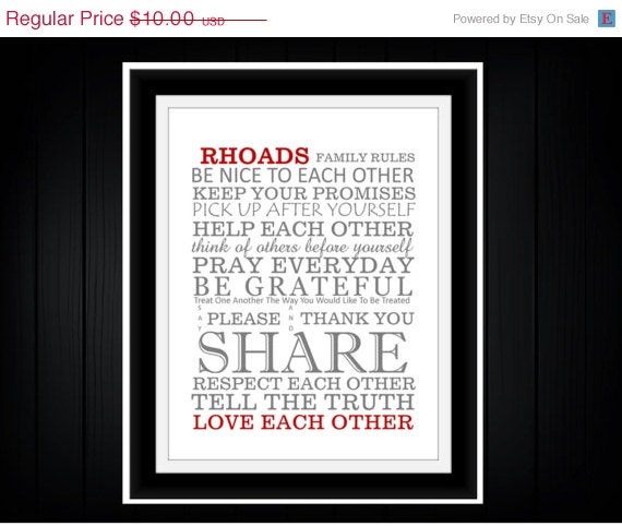 SALE Family Rules Print