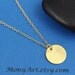 Gold disc necklace- Reese coin necklace - Simple Wedding necklace- Brushed gold coin necklace /circle drop gold Necklace- Sun drop