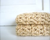 Crochet Organic Eco Friendly 100% Organic Cotton Washcloths, Dishcloths, Facecloths, Set of 2 Pale Peach Orange