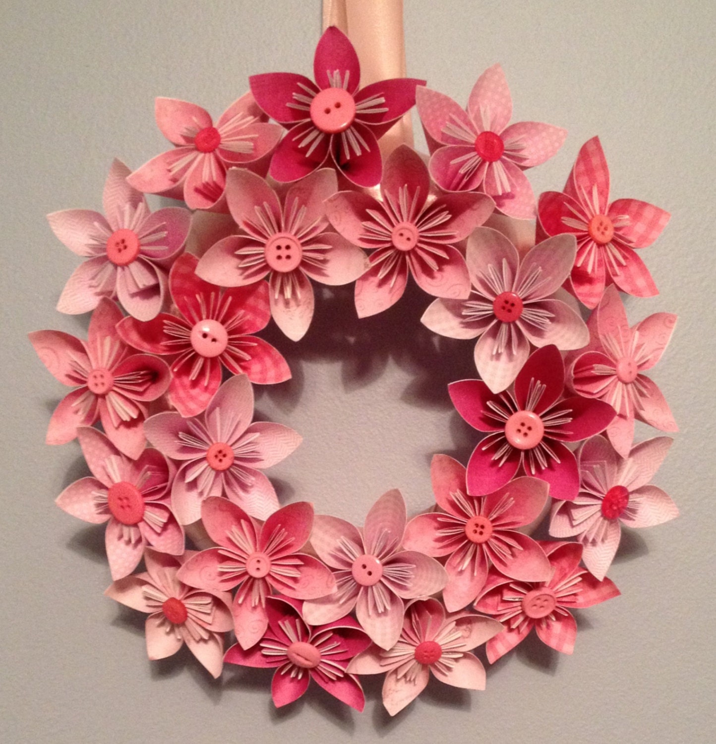 Origami/Kusudama Paper Flower Wreath 10"