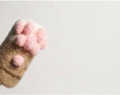 Cat Paw - needle felted wool Pencil Cap, Tabby