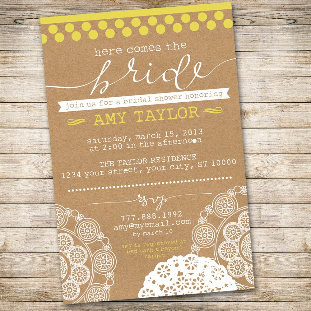 Printable Bridal Shower Invitation // Shabby Chic Country Wedding