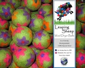 Leaping Sheep all natural GREEN  FLOWER POWER  wool dryer ball - eco friendly - diapers - mom - babies