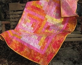 Lap Quilt, Sofa Quilt, Quilted Throw - Timeless Treasures Pink Lemonade
