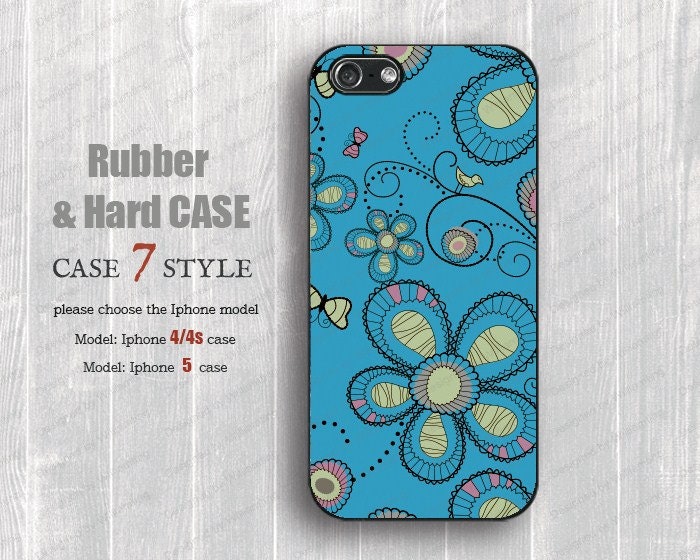 blue illustration  iphone 5 case  silicone cases Iphone 4 covers hard Case Rubber 4s case iphone 4 iPhone 4s Case
