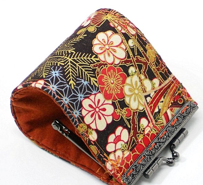 Coin Purse Cotton  Asian Print Teardrop Shape Purse Unique Handmade Purse "Jade" by WhiteCross Designs