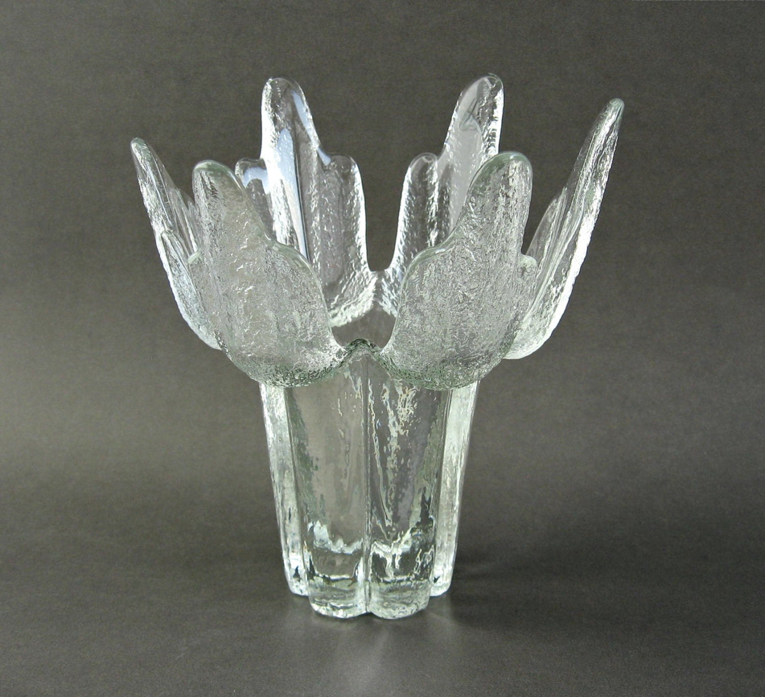 Vintage Modern Glass Cactus Candle Holder / Petal Vase / Glass Ornament / Scandinavian Art Glass / Läsisepat Finland
