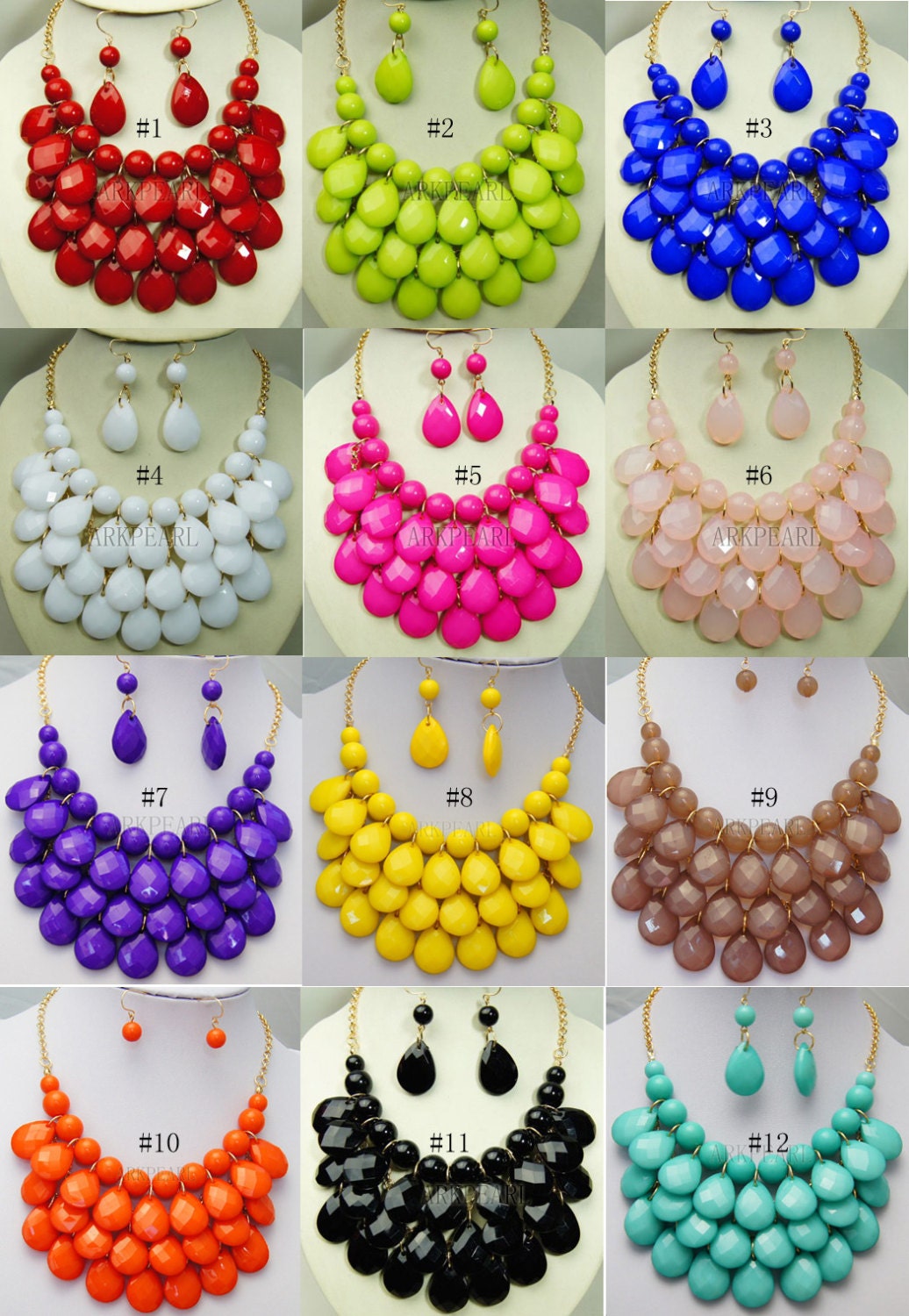 rosy bubble necklace,beadwork necklace,Beaded Jewelry,bib necklace,statement necklace,pendant necklace with chain/EARRING SETTING