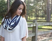 Infinity Scarf for Women/Blue and White Striped Nautical Scarf/Summer Accessories