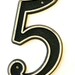 Number 5 - Vintage House Number Black and Chrome