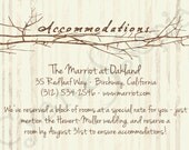 Printable Wedding Invitation Accommodations Card - 3.5x5 - Branch Heart - Vintage, Rustic, Woodland, Tree, Twigs - Brown, Tan, Sepia