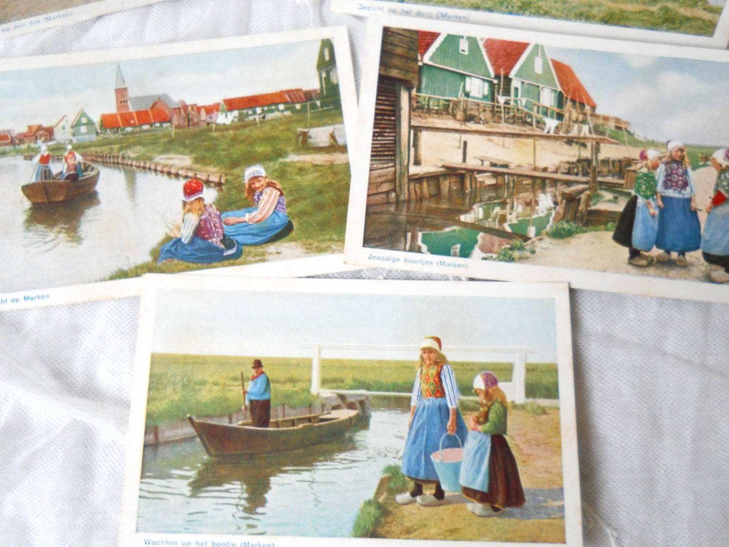 5 vintage postcards photograph Dutch costume postcard Marken Holland postcard