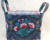 Ink Blue Floral Fabric Basket