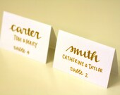Calligraphy Place Cards (White Cardstock Gold Ink)