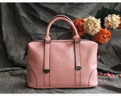 Leather Tote Bag - Briefcase - Shoulder Bag - Handbag - Satchel - Messenger Bag - Doctor Bag - IPAD Bag  - Lady Bag in Pink