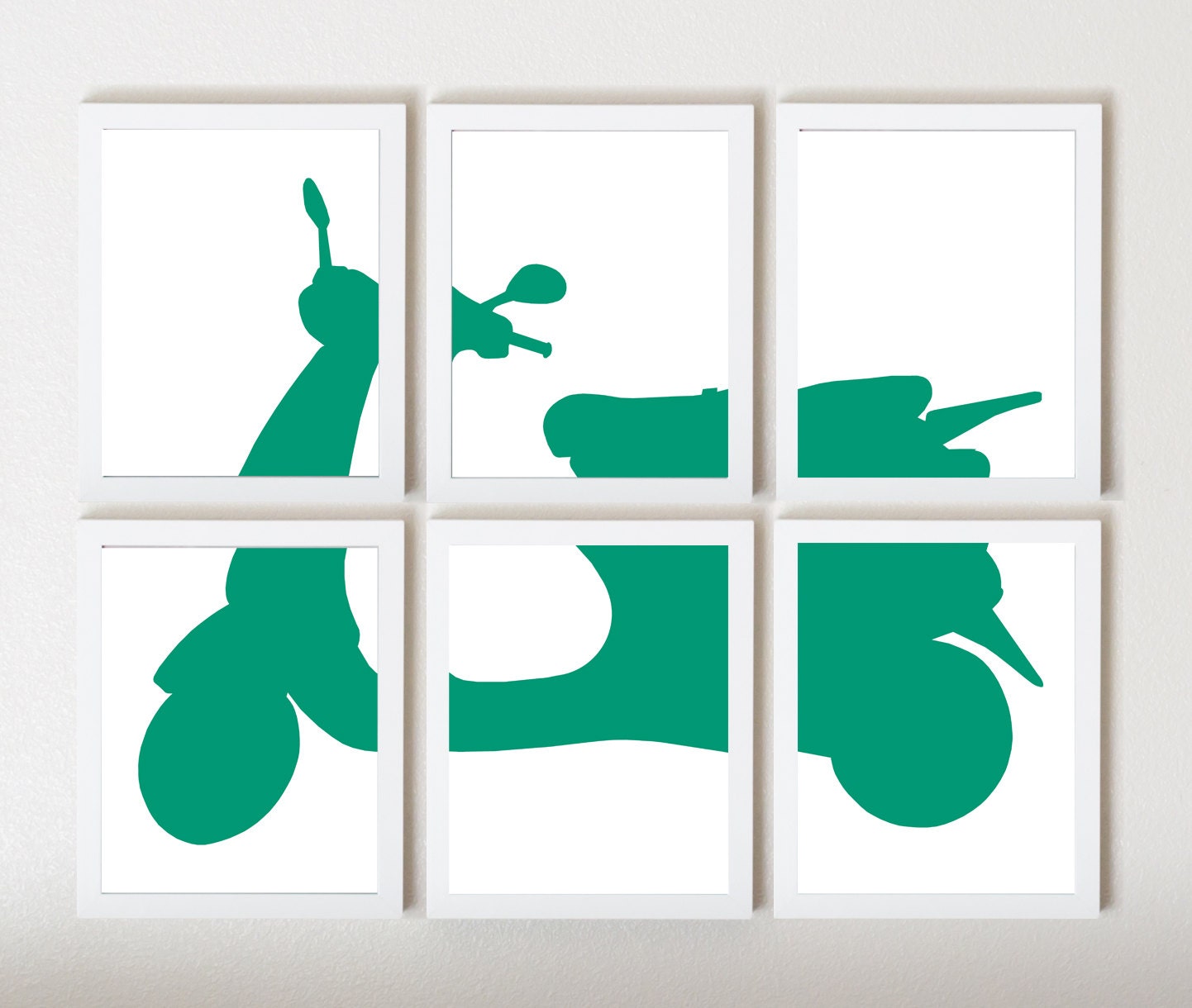 Vespa Graphic Art Print in Emerald in 6 Pieces