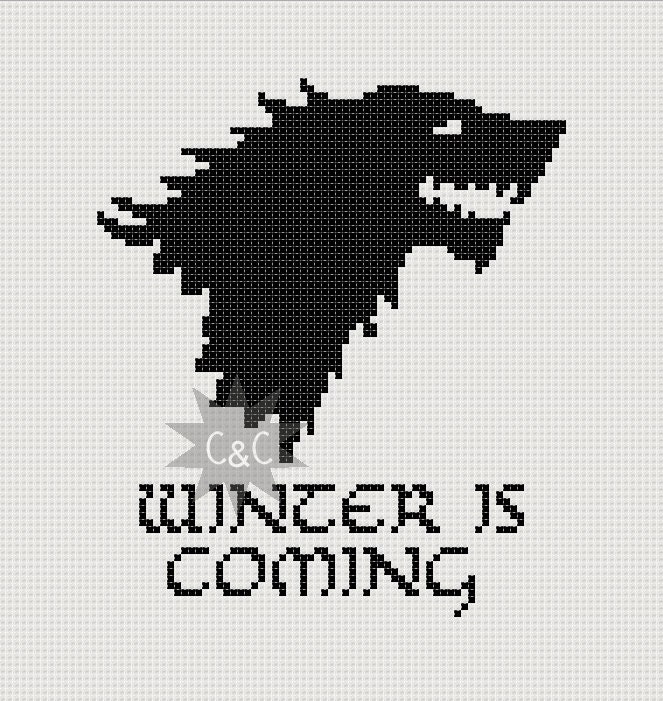 Game of Thrones Stark House sigil counted cross stitch printable PDF pattern