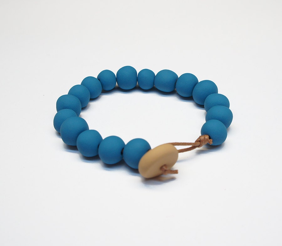 Handmade Classic Round Bead Bracelet - Great for Layering - Teal