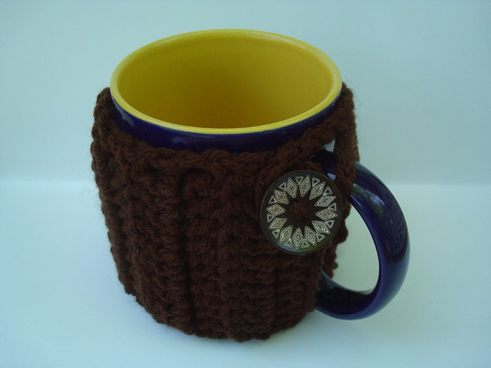 Mug Cozy - Mug Warmer - Mug Hug - handmade crochet - Dark Chocolate Brown