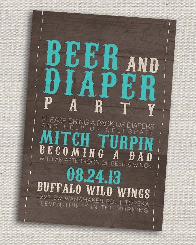 Rustic Beer & Diaper Party Invitation - Printable File