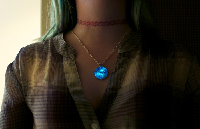 Galaxy Necklace / Fox Fur Nebula Pendant / Cosmic Necklace / Space Necklace