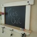 EXPEDITED-Rustic Chalk Board in White Wash Distressed and Antiqued with Shelf and Hooks-MADE to ORDER