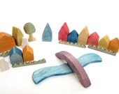 Little Wooden Rainbow Village - Tiny Wooden Village - Miniature Village