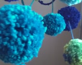 Blue & Green Pom Pom Baby Mobile
