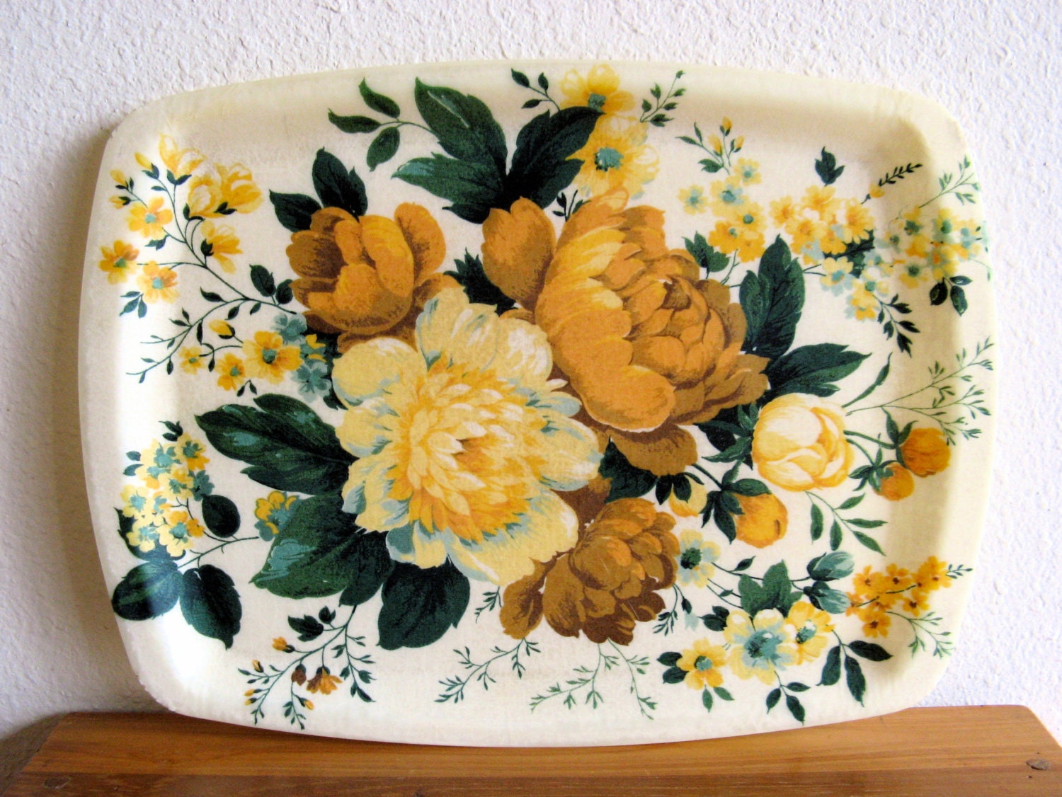 Vintage Floral Fiberglass Tray