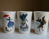 Three Vintage, Melmac Cups, Mary Poppins, Batman and Robin, and Zorro, Collectibles, Keepsakes, Toy, Gift, Cartoon