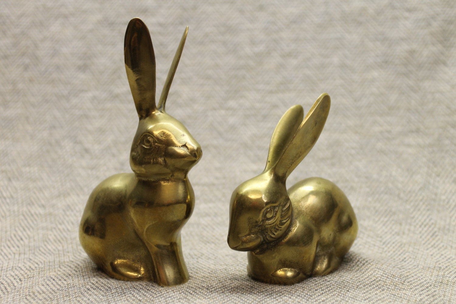 Vintage Pair of Brass Rabbits