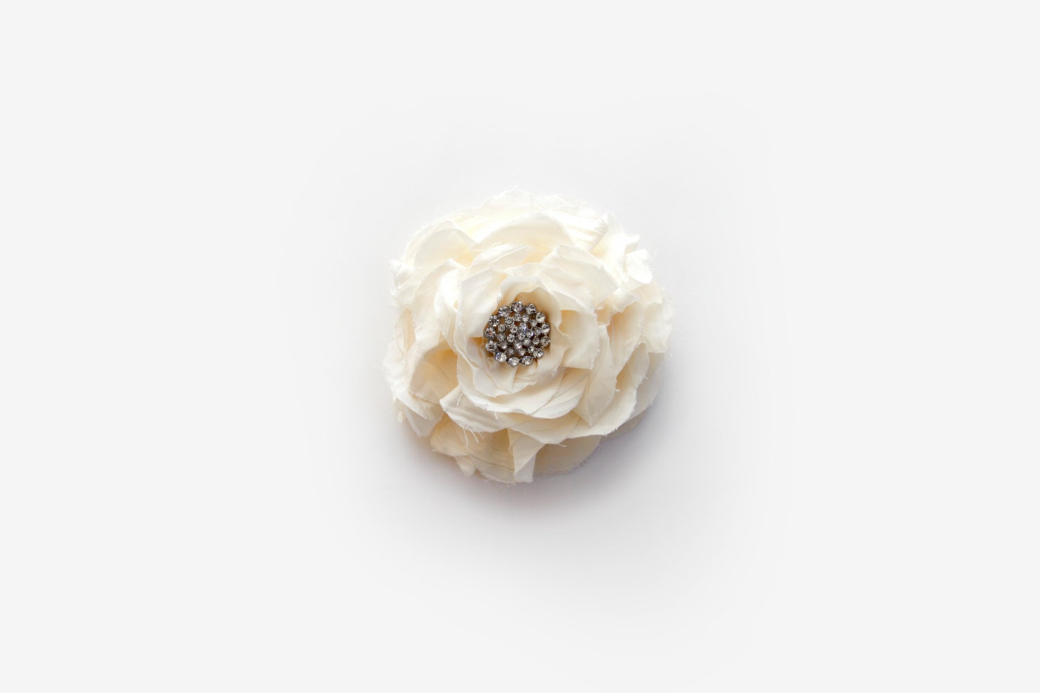 ivory bridal flower clip and bridal veil-bridal blusher-birdcage veil