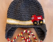 crochet firefighter, firefighter baby, firefighter, baby boy hat, crochet hat