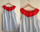 Vintage Red and White Calico Floral Babydoll Tent Dress - 1960s