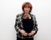 OOAK Repurposed Maternity Plaid Jacket. Baby Carrying Jacket with Removable Insert.