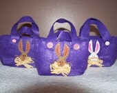 FELT EASTER BASKET Tote with Appliqued Linen Bunny