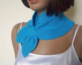 Knitting neckwarmer, cowl, scarflette, headband, in blue  Fall - Winter 2013