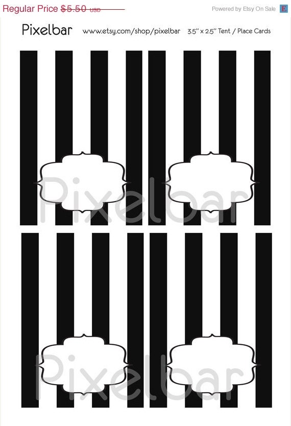 Happy Weekend Printable Black and White Stripes  Editable Place Cards No.4  Food Cards