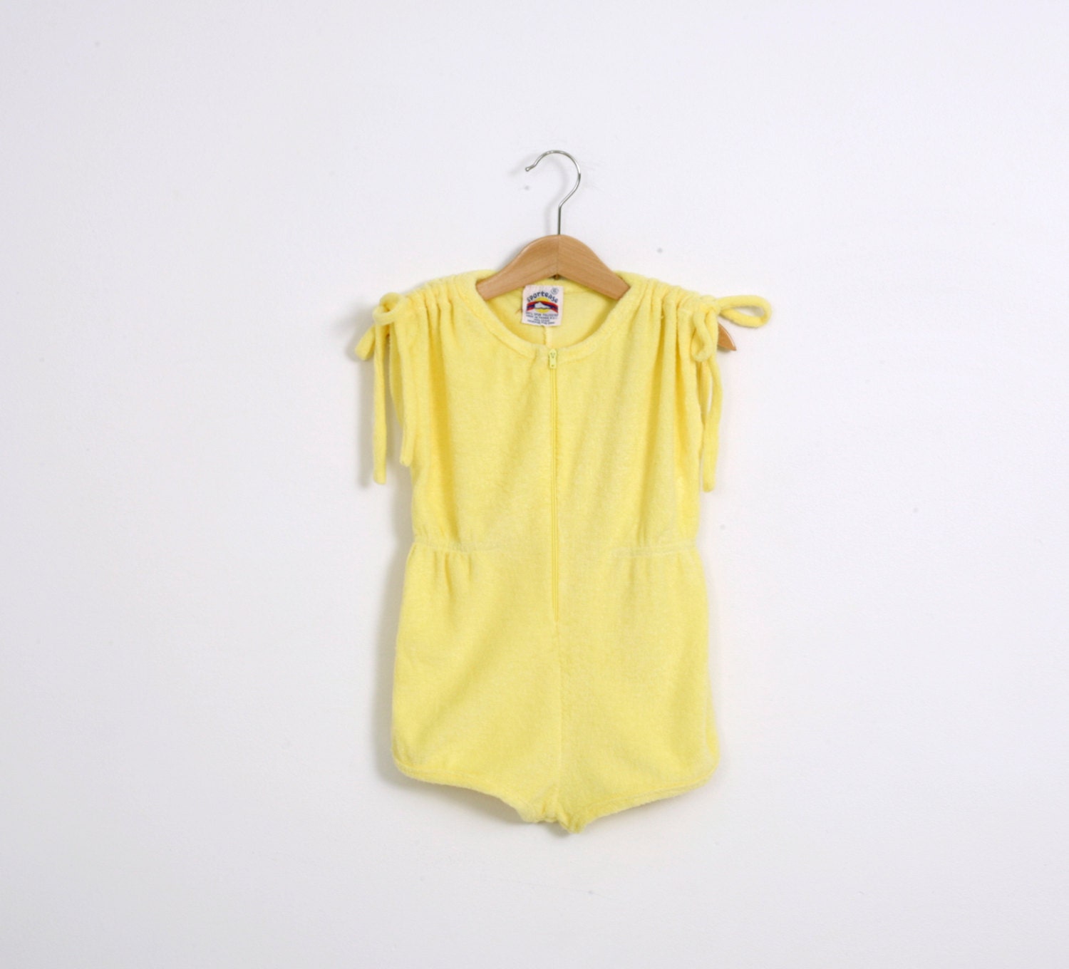 Cutest Ever Lemon Yellow Terry Cloth Romper 1970s