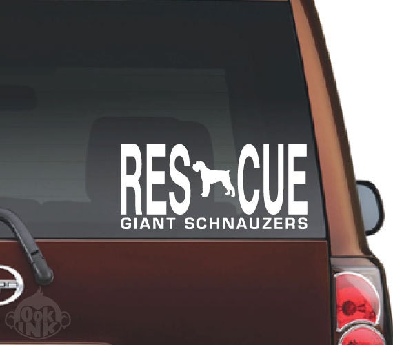 Giant Schnauzer Rescue Decal - Indoor/Outdoor Vinyl - 4" x 8.5" - Car - Truck - Wall - Dog Sticker - DAN12-1904
