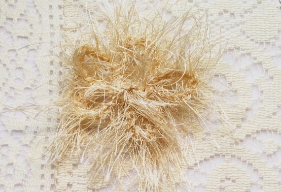 Craft Supplies - Large Beige Eyelash Yarn - Flower Supplies - Flower Applique - Supplies for Flowers - Hair Flowers - Hair Clip Supplies