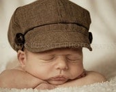 Newborn Newsboy Hat Baby Boy Toddler Infant Cap brown fabric material button summer Photography Prop special occasion wedding