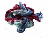 Theory - grey, green, burgundy, mauve, mint, blue, teal silk ruffled scarf.