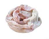 Honeysuckle Rose -  light, pich, coral, off white, cream, ecru silk scarf.