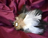 Black, white and brown Cameo feather clip