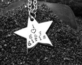 I LOVE GAY GIRLS hand stamped steel necklace