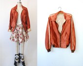 Vintage 70's satin track jacket reversible / athletic hip hop retro  / M L medium large unisex