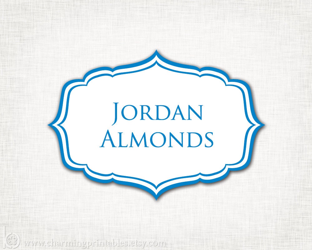 Blue Buffet Labels - PRINTABLE - 8 Elegant (Candy, Dessert, Popcorn, Snack, Ice Cream, Cookie...) Buffet Labels Il_570xn