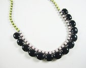 The Carmela Necklace - One Of A Kind - Vintage Pale Pink and Yellow Hand Painted Rhinestone Necklace