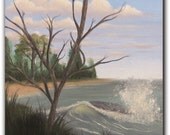 Original Beach Art, Beachscape Oil Painting, Traditional Seascape Painting, Coastal Art, Wall Decor, 12 x12, High Tide